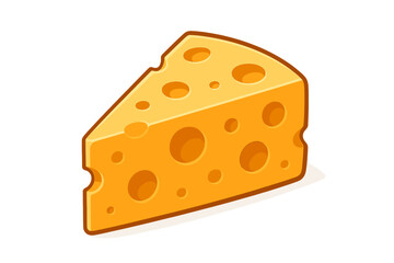 Cheese slice vector icon. Cartoon wedge of swiss cheese with holes isolated. Dairy food for nutrition, gourmet cooking or snack. Emmental, cheddar, maasdam cheese logo.