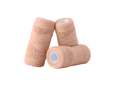 Compression wrap bandage for medical use on a white surface

