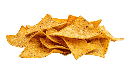 Naklejka premium Pile of Crispy Tortilla Chips isolated on a Transparent or white Background