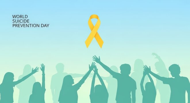 Raising Awareness and Support for Suicide Prevention Month with a Yellow Ribbon Symbol