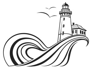 lighthouse on a white background