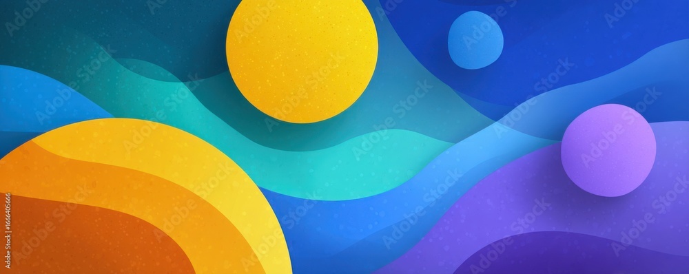 Poster abstract vibrant composition with colorful overlapping shapes and gradients