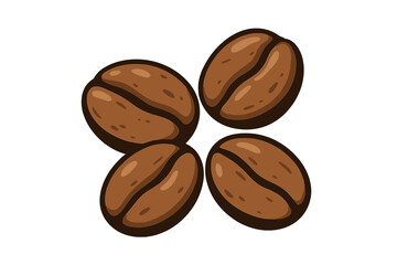 Fototapeta premium Coffee beans vector illustration. Roasted coffee grain icon for cafe menu or package design. Aromatic caffeine symbol for espresso or latte. Morning energy and coffee break concept.