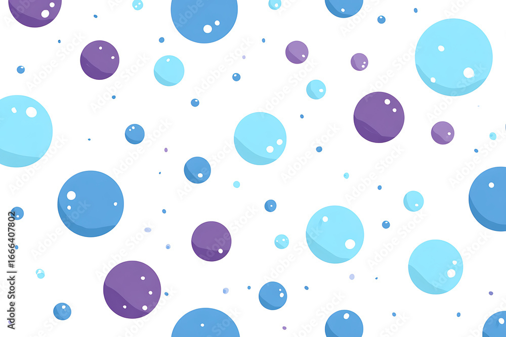 Poster abstract minimalist vector illustration with light blue and dark violet circles on clean white backg