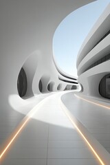 Obraz premium Modern curved structure with futuristic minimalistic design and bright lighting
