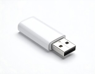 White USB Flash Drive Isolated on White Background.