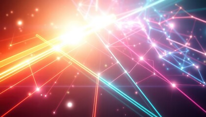 Vibrant abstract network of glowing lines and interconnected points symbolizing data, technology, and global communication. Ideal for business, science, or digital themes.