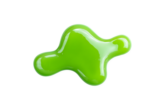 A vivid neon green slime blob shape
