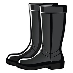 Pair black rubber boots vector illustration. silhouette rubber boots on white background.