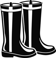 Gumboot rubber vector silhouette illustration on white background.