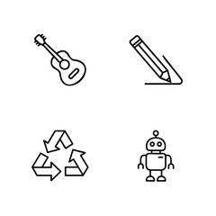 Guitar pencil recycle robot icons acoustic guitar musical instrument