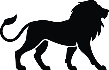 Obraz premium a majestic lion standing proudly, detailed silhouette, high contrast, digital art, award winning photograph 