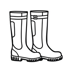 Gumboot rubber vector silhouette illustration on white background.