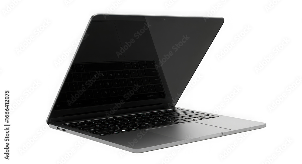 Poster modern laptop computer open display technology gadget device transparent background