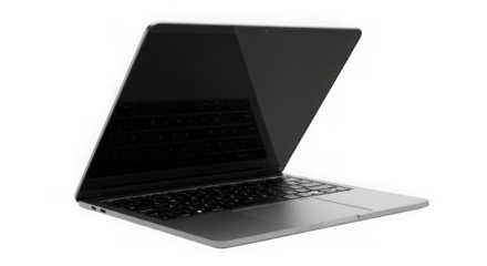 Modern laptop computer open display technology gadget device transparent background