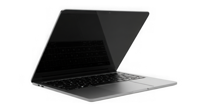 Modern laptop computer open display technology gadget device transparent background