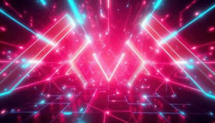 Futuristic neon tunnel of glowing lines and particles, symbolizing digital data flow, AI, or a vibrant cyberpunk aesthetic. Ideal for technology, gaming, or modern business themes.