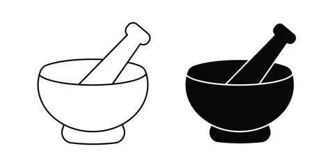 mortar and pestle icons vector isolated on white background