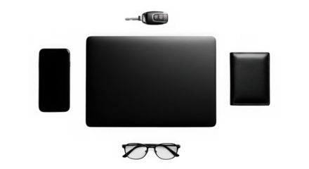 Modern minimalist audio system with sleek speakers and center channel transparent background