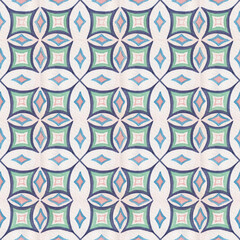 Seamless pattern with watercolor patterns. Ornaments in the style of old Italian tiles.