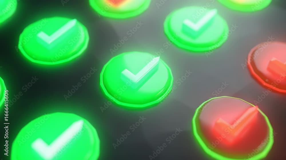 Poster close-up view of a remote control with green and red buttons, suitable for tech-related images