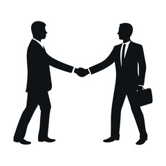Fototapeta premium two businessmen handshake silhouette 