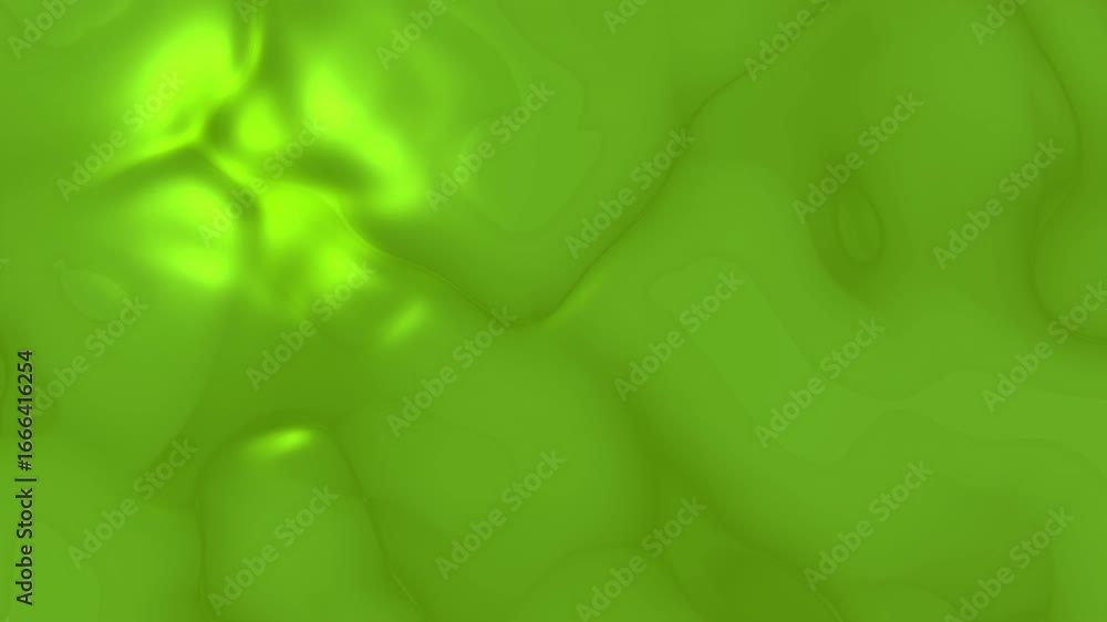 Poster irregular lime green gradients undulate in a soft illuminated organic structure, creating a fluid, g