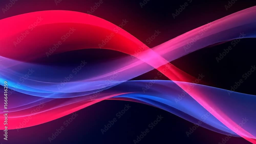 Aufkleber abstract background featuring flowing red blue and pink waves with a smooth gradient on a dark backd