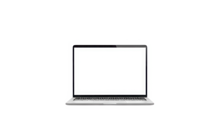 Modern laptop computer displaying a white screen transparent background