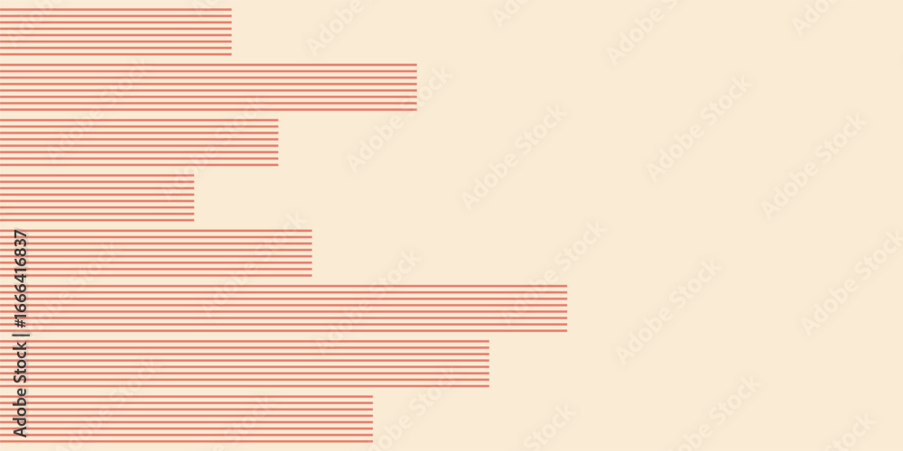 Wall mural abstract creative background, web banner. abstract horizontal lines composition. red lines on beige 