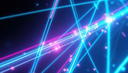 Dynamic abstract background featuring glowing neon lines and particles, representing data flow, connectivity, and futuristic technology. Ideal for digital concepts.