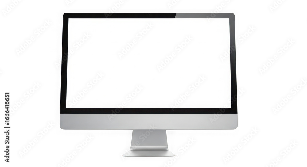 Poster modern desktop computer display screen with stand transparent background
