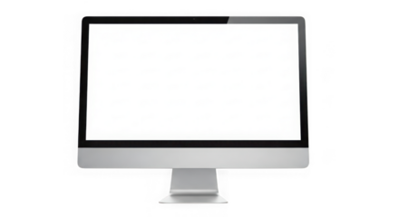 Modern desktop computer display screen with stand transparent background