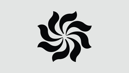 Obraz premium Black floral design with swirling petals arranged in a circular pattern on a light gray background