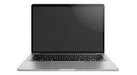 Modern laptop with blank screen ready for content creation transparent background