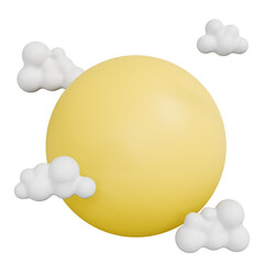보름달과 구름의 미니멀 3D 일러스트  Full Moon & Clouds Minimal 3D Illustration