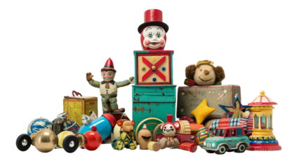 Retro Jack-in-the-Box for Playful Moments on white background