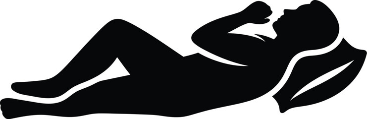 Vector art of a silhouette of a man lying down on a pillow, sleeping peacefully