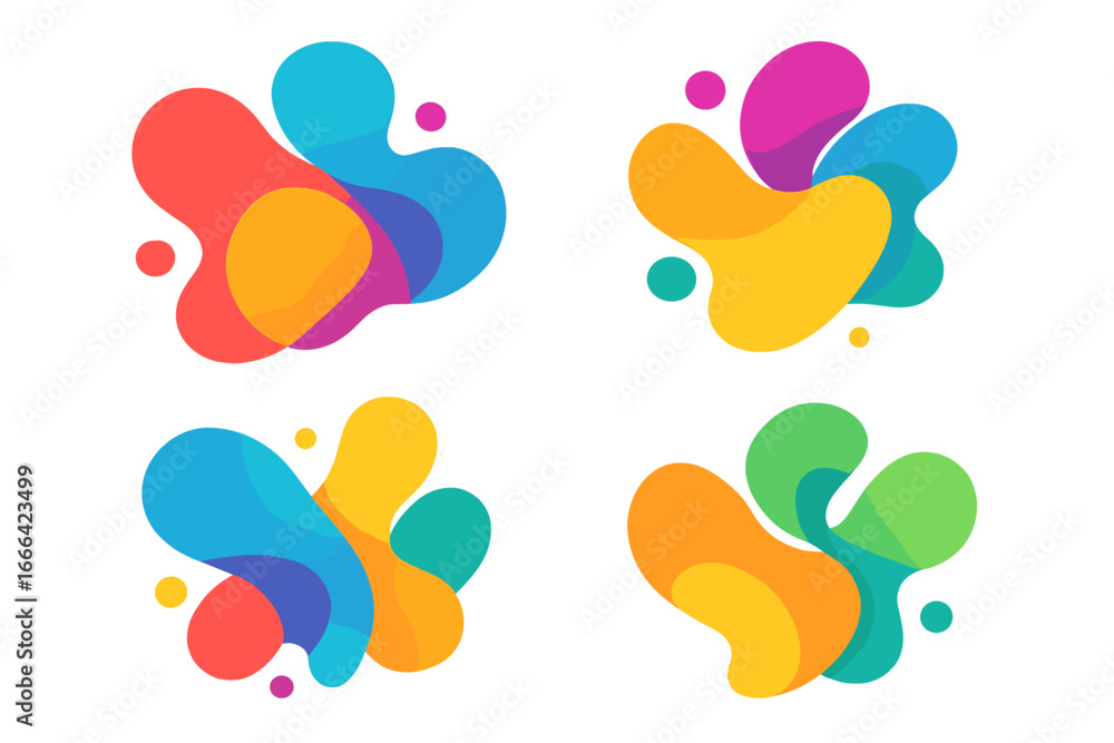 Poster set of colorful abstract fluid shapes. dynamic liquid blob forms for modern design. vector logo elem