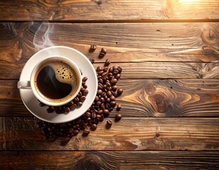 ホットコーヒー　温かい飲み物　ティータイム　秋　冬　湯気　ほっと一息　カフェ