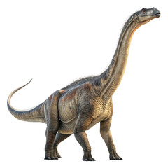 Obraz premium Realistic brachiosaurus dinosaur standing profile view prehistoric reptile jurassic era creature 3d