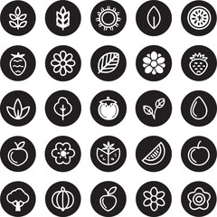 Nature Icons on Black Background