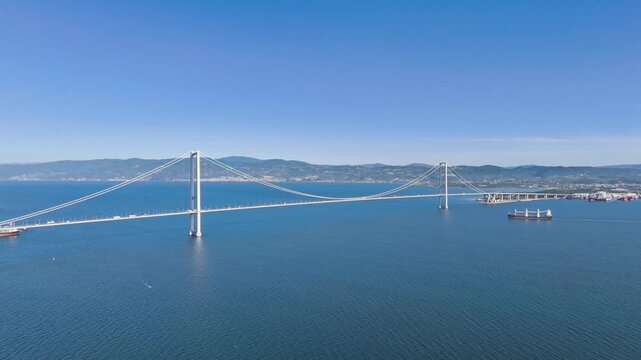 Magnificent Osman Gazi Bridge over the Blue Sea &ndash; Stunning 4K Aerial Drone View