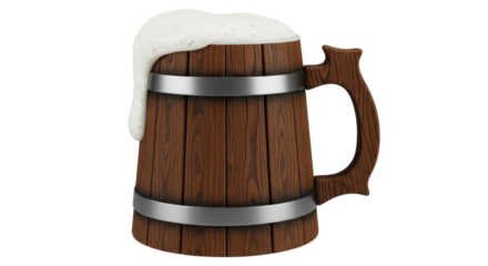 Isolated Wooden Beer Mug