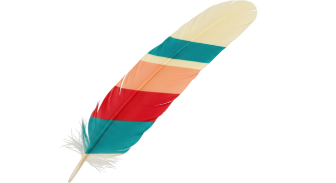 Isolated Feather with Colorful Stripes