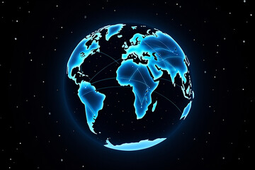 Glowing Earth with Global Network Connections in Space