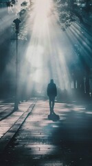 Urban Street in Golden Hour Fog, Cinematic Atmosphere