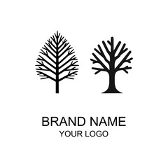 Obraz premium two logo tree line design vec...