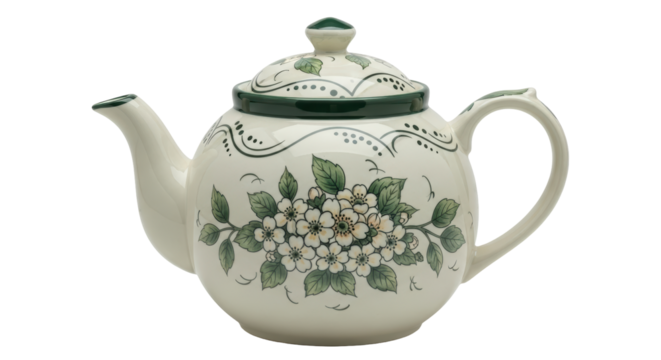 Isolated Vintage Floral Teapot