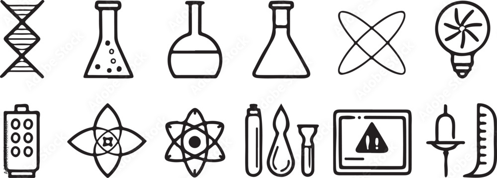 Poster vector set of nail polish bottles and test flask symbols design
